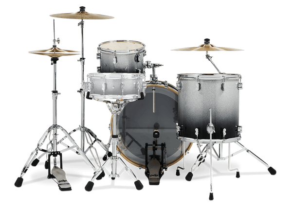 PDP Concept Maple Silver to Black Fade Lacquer Rock Kit 24/13/16