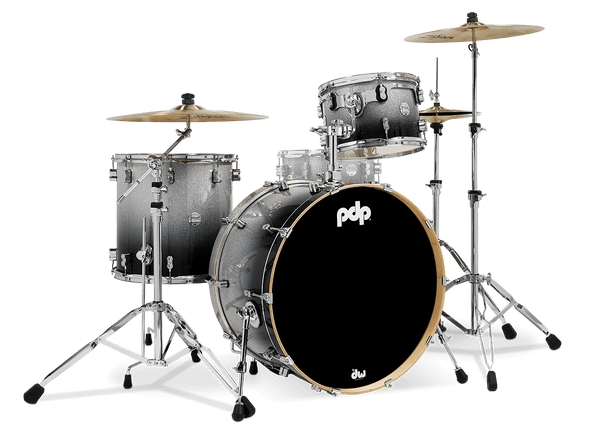 PDP Concept Maple Silver to Black Fade Lacquer Rock Kit 24/13/16